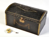 Lot 820 - An 18th Century leather covered brass-bound...