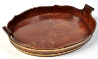 Lot 828 - A 19th Century brass-bound oak tray, of oval...