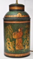 Lot 833 - A 19th Century Toleware tea canister converted...