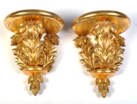 Lot 840 - A pair of 18th Century carved giltwood wall...