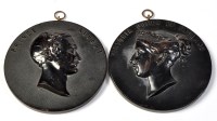 Lot 841 - A pair of 19th Century plaques of Queen...