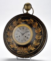 Lot 907 - A tole painted wall clock, probably mid 19th...