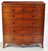 Lot 923 - A 19th Century mahogany bowfront chest of two...