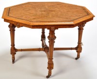 Lot 936 - A Victorian inlaid burr walnut octagonal table,...