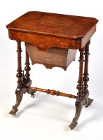 Lot 956 - A Victorian inlaid burr walnut work table, the...