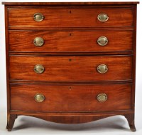 Lot 986 - A George III mahogany bowfront chest of four...