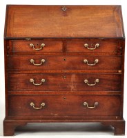 Lot 988 - A George III mahogany bureau, with rectangular...