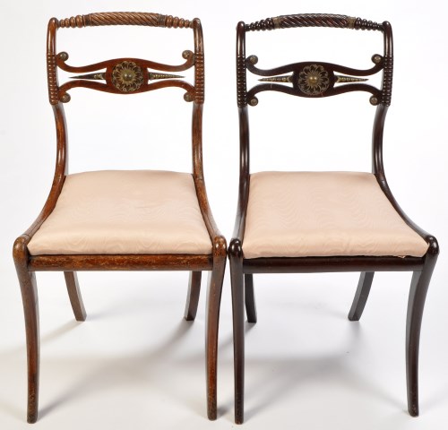 Lot 1022 - *Two pairs of Regency simulated rosewood...