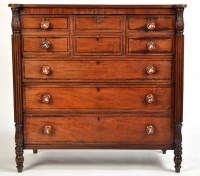 Lot 1029 - *A William IV mahogany chest of three short...