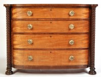 Lot 1034 - *A George IV mahogany bowfront chest of four...