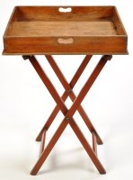 Lot 1042 - *A 19th Century butler's mahogany tray, the...