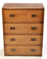 Lot 1082 - A Victorian style brass-bound military chest,...