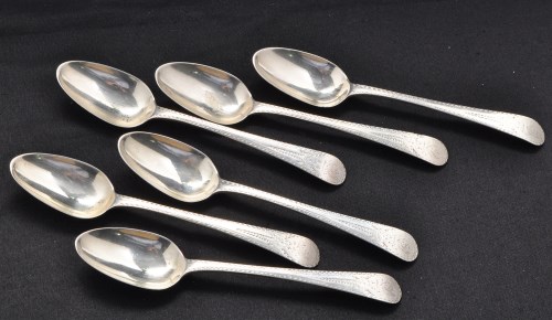 Lot 583 - Six George III dessert spoons, by William...