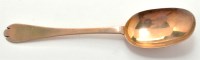 Lot 587 - A Queen Anne Britannia Standard trefid spoon,...