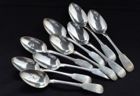 Lot 623 - Nine George IV dessert spoons, by Peter...