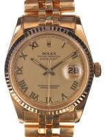 Lot 683 - Rolex: a gentleman's 18ct. gold bracelet watch,...