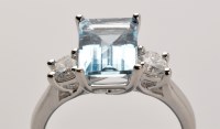 Lot 709 - An aquamarine and diamond ring, the aquamarine...