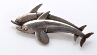 Lot 726 - A Georg Jensen double dolphin pattern brooch,...