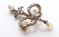 Lot 738 - A Victorian diamond and pearl set brooch, of...