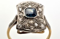 Lot 773 - An Art Deco sapphire and diamond ring, the...