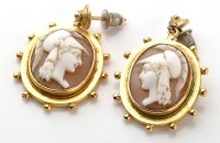 Lot 802 - A pair of Victorian carved shell cameo drop...