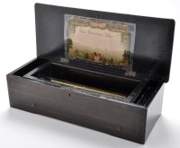 Lot 844 - A 19th Century Swiss music box, the inlaid...