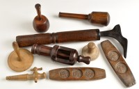 Lot 876 - A collection of antique treen and other wooden...