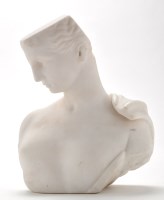 Lot 882 - An Art Deco carved alabaster bust of a female...