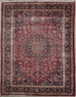 Lot 1111 - A Kashan carpet, the claret ground decorated...