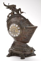 Lot 1141 - A French bronze mantel clock, late 19th/20th...