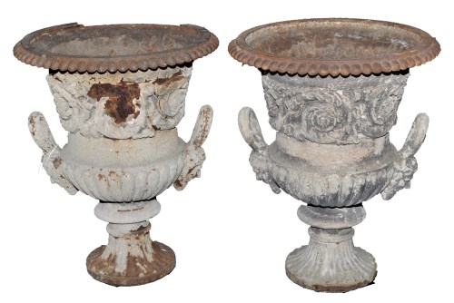 Lot 1165 - A pair of 19th Century cast iron half-fluted...