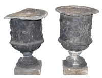 Lot 1166 - A pair of 19th Century cast lead garden urns,...