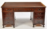 Lot 1185 - An early 20th Century mahogany pedestal desk,...