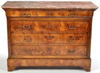 Lot 1187 - A 19th Century French walnut veneered chest of...