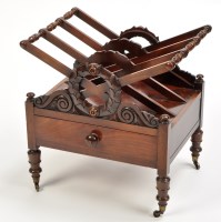 Lot 1200 - A Victorian mahogany canterbury, the three...