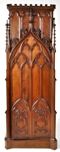 Lot 1278 - A Victorian Gothic revival carved oak...