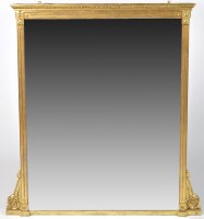 Lot 1306 - A 19th Century gilt wood over mantel mirror,...