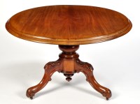 Lot 1308 - A Victorian circular mahogany tip-up-top...