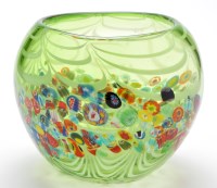 Lot 5 - A Murano style millefiori rounded glass vase,...