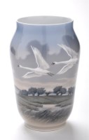 Lot 40 - Royal Copenhagen: swans in flight vase, of...