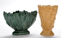 Lot 44 - Sylvac: a mustard glaze bamboo design vase,...