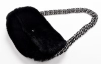 Lot 73B - Chanel: A black rabbit fur handbag, with...