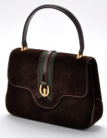Lot 73D - Gucci: a brown suede handbag, with horseshoe...