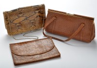 Lot 74 - Vintage leather handbags, to include: a python...