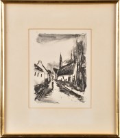 Lot 197 - Maurice Valaminck ''CHURCH IN A LANE'' with...