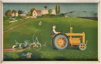 Lot 212 - Kenneth Rowntree A FARMER PLOUGHING WITH A...