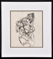 Lot 295 - Edith Simon ''PORTRAIT OF A DOG'' charcoal and...