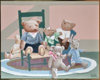 Lot 333 - Lee Reynolds ''TEDDY BEARS'' signed acrylic on...