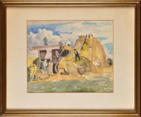 Lot 340 - Joseph Bato FARM WORKERS BUILDING A HAYSTACK...