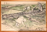 Lot 342 - Fiona McInnes WORKERS IN A FIELD PLOUGHING AND...